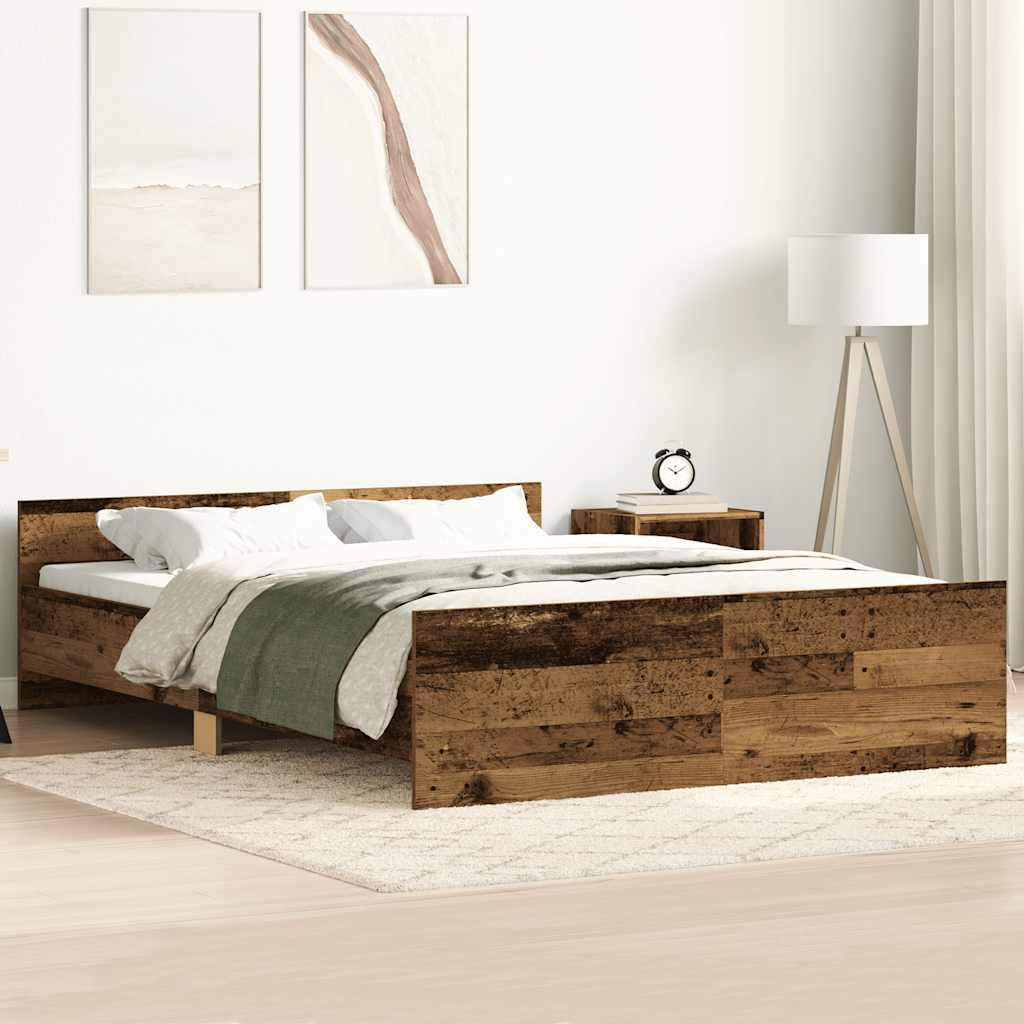 Bedframe zonder matras 200x200 cm bewerkt hout oud hout is nu te koop bij PeponiXL, paradijselijk wonen!
