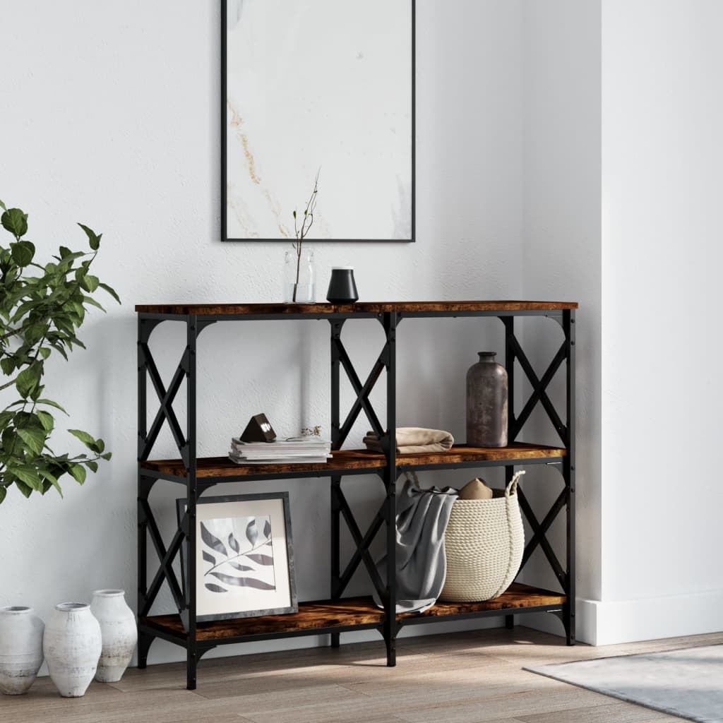 Wandtafel 100x28x80,5 cm bewerkt hout gerookt eikenkleurig is nu te koop bij PeponiXL, paradijselijk wonen!