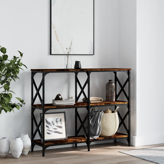 Wandtafel 100x28x80,5 cm bewerkt hout gerookt eikenkleurig is nu te koop bij PeponiXL, paradijselijk wonen!