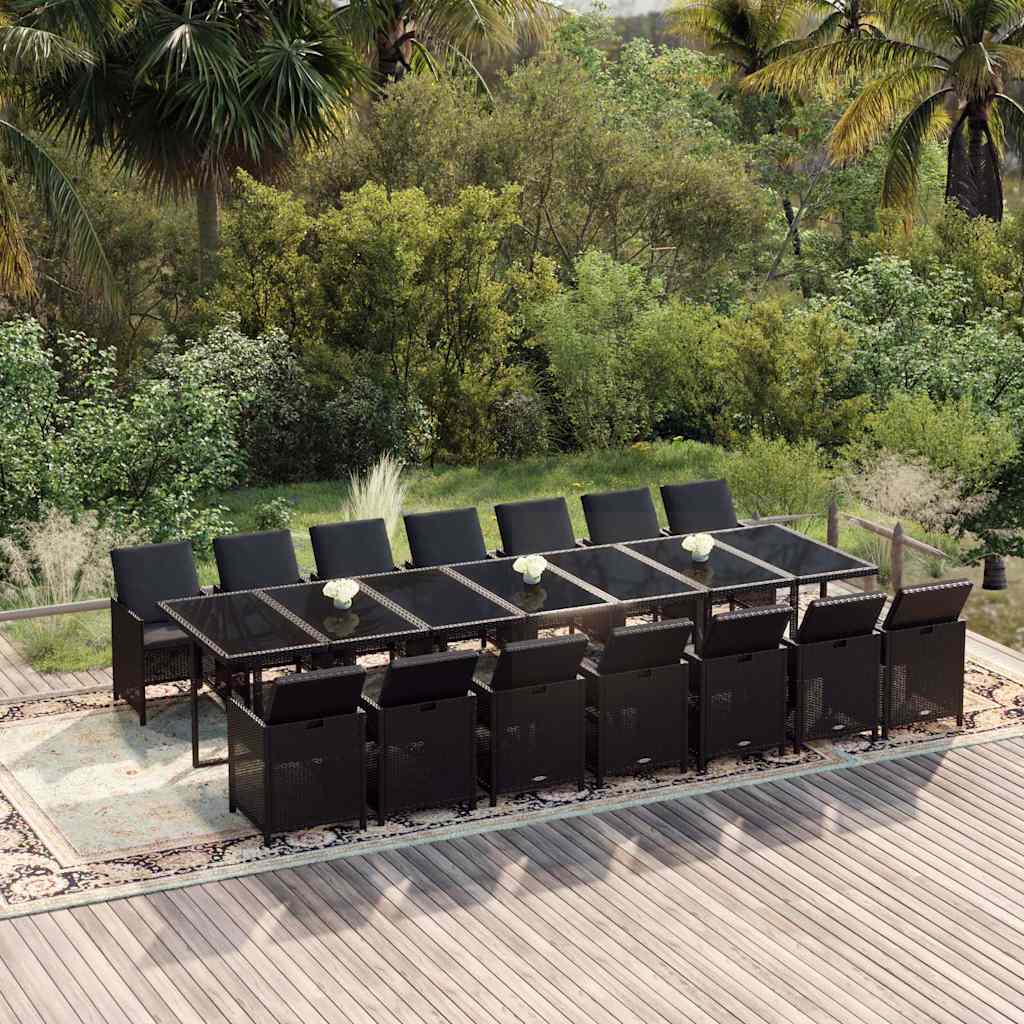 15-delige Tuinset met kussens poly rattan zwart is nu te koop bij PeponiXL, paradijselijk wonen!