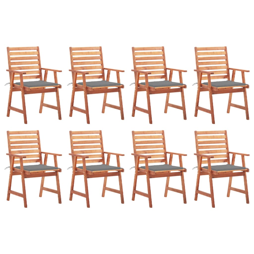 Tuinstoelen 8 st met kussens massief acaciahout is nu te koop bij PeponiXL, paradijselijk wonen!