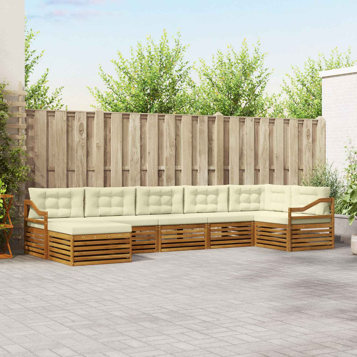 Buiten bankenset met kussen 7 pcs Natuurlijk en Crème is nu te koop bij PeponiXL, paradijselijk wonen!