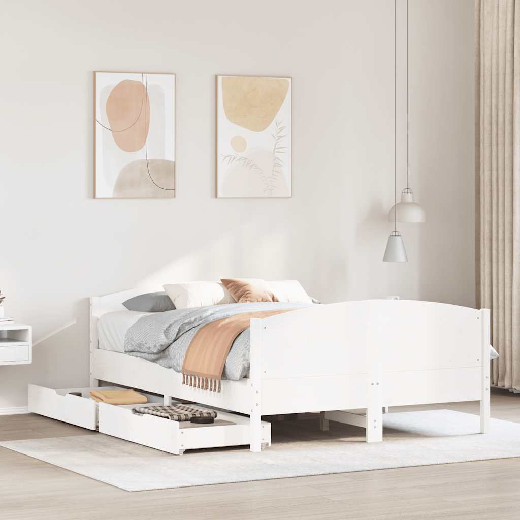 Bedframe zonder matras massief grenenhout wit 140x200 cm is nu te koop bij PeponiXL, paradijselijk wonen!