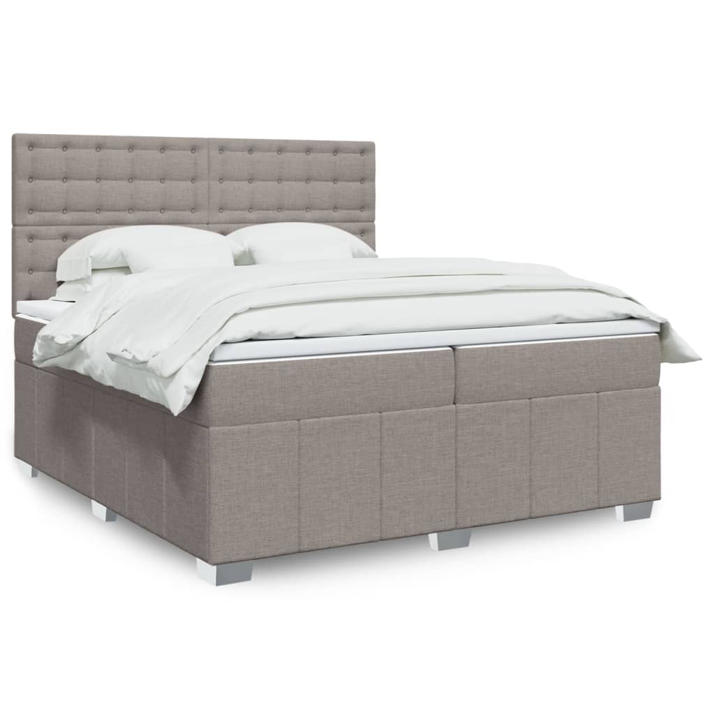 Boxspring met matras stof taupe 200x200 cm is nu te koop bij PeponiXL, paradijselijk wonen!