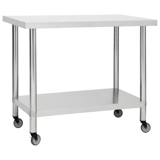 Keukenwerktafel met wielen 80x60x85 cm roestvrij staal is nu te koop bij PeponiXL, paradijselijk wonen!