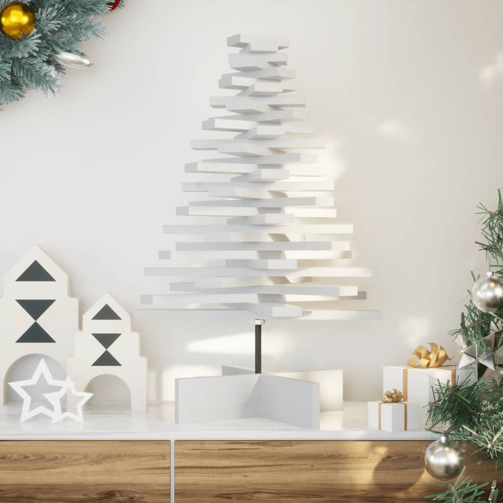 Kerstdecoratie kerstboom 80 cm massief grenenhout wit is nu te koop bij PeponiXL, paradijselijk wonen!