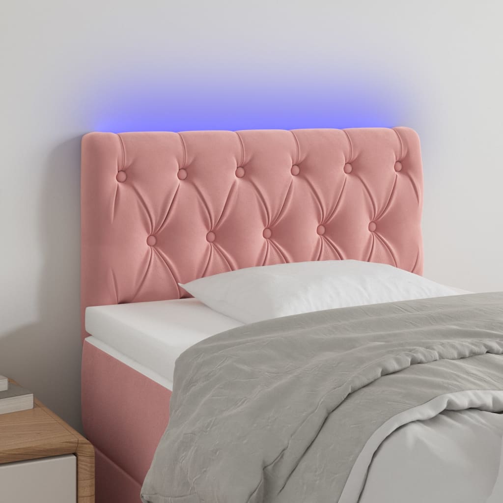 Hoofdbord LED 80x7x78/88 cm fluweel roze is nu te koop bij PeponiXL, paradijselijk wonen!