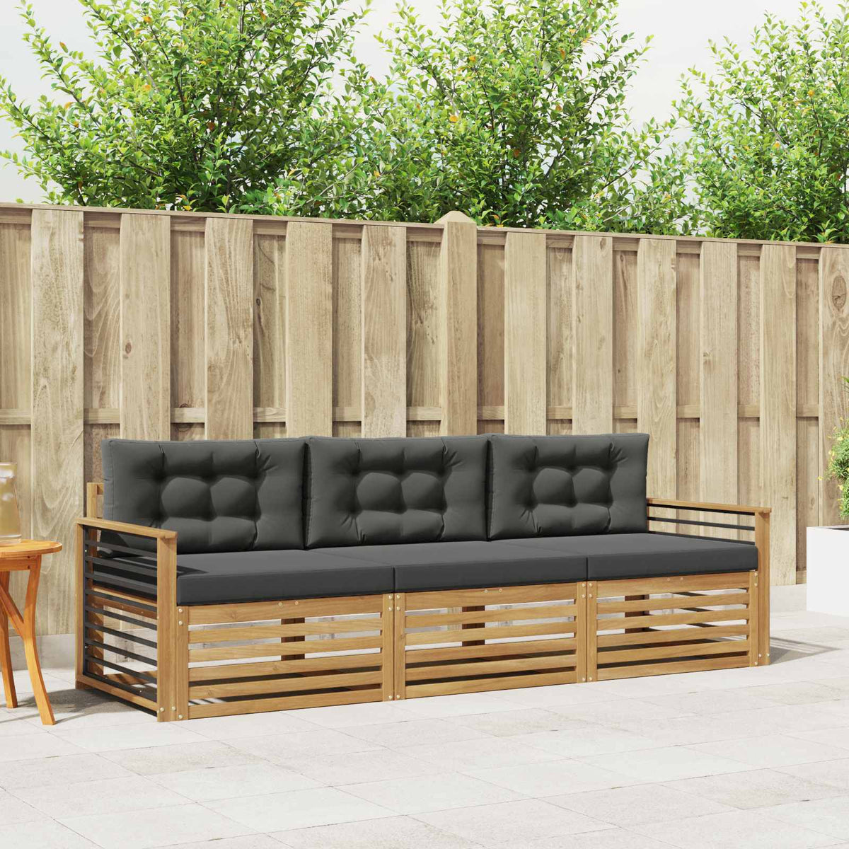 Buiten bankenset 3 pcs Wit en antracietkleurig Polyester is nu te koop bij PeponiXL, paradijselijk wonen!