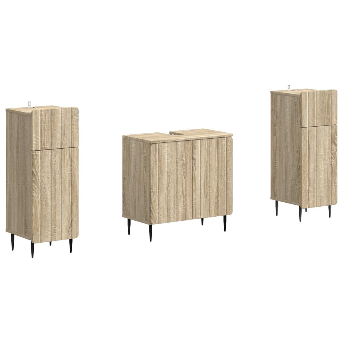 2-delige Badkamerkast Set ZWOLLE Sonoma Eiken Bewerkt hout is nu te koop bij PeponiXL, paradijselijk wonen!