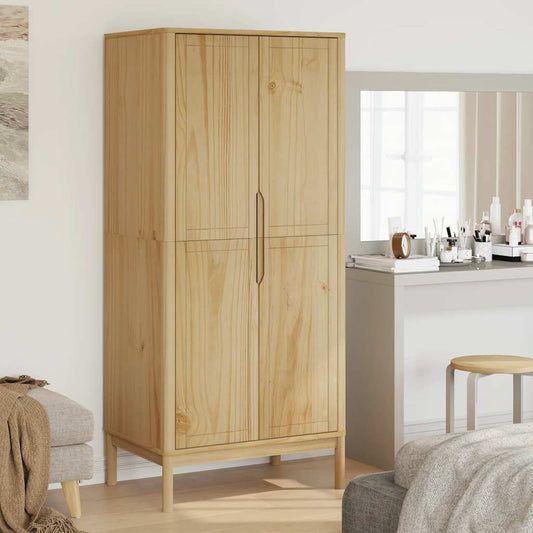 Kledingkast FLORO 77x53x171 cm massief grenenhout wasbruin is nu te koop bij PeponiXL, paradijselijk wonen!