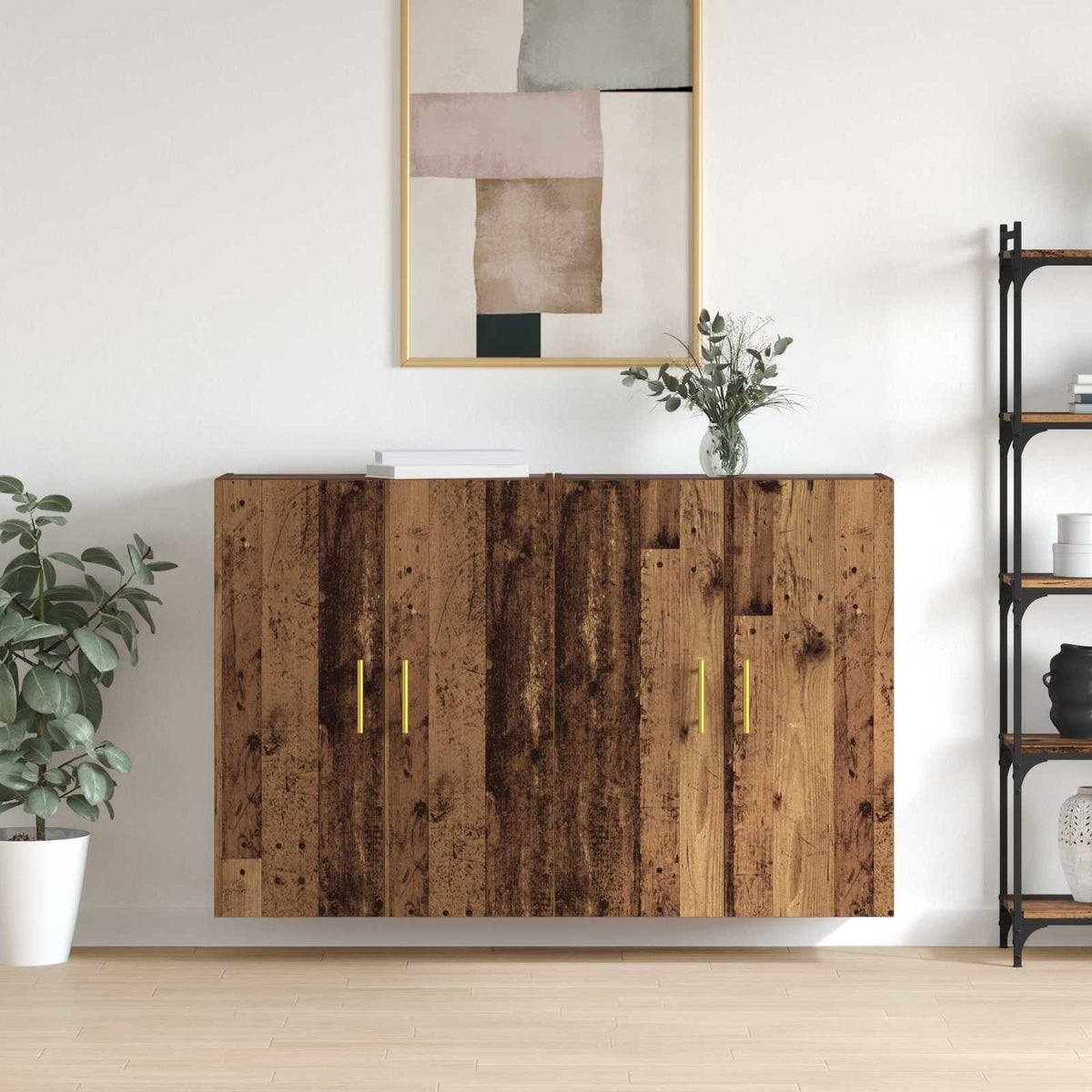 Wandkast 2 pcs Oudhout 69,5 x 34 x 90 cm Bewerkt hout is nu te koop bij PeponiXL, paradijselijk wonen!