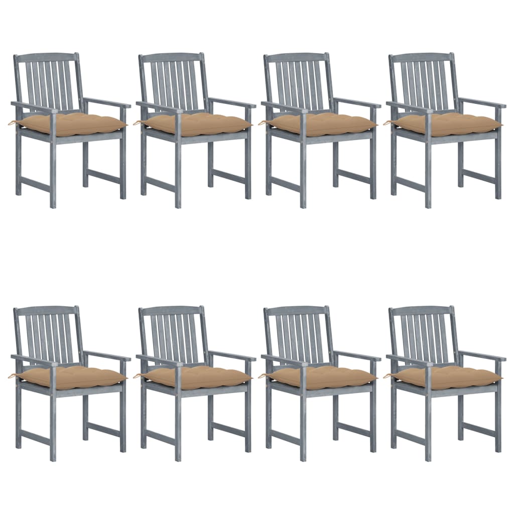 Tuinstoelen 8 st met kussens massief acaciahout grijs is nu te koop bij PeponiXL, paradijselijk wonen!