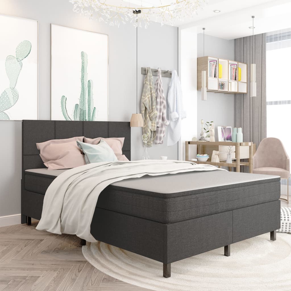 Boxspring stof donkergrijs 140x200 cm is nu te koop bij PeponiXL, paradijselijk wonen!