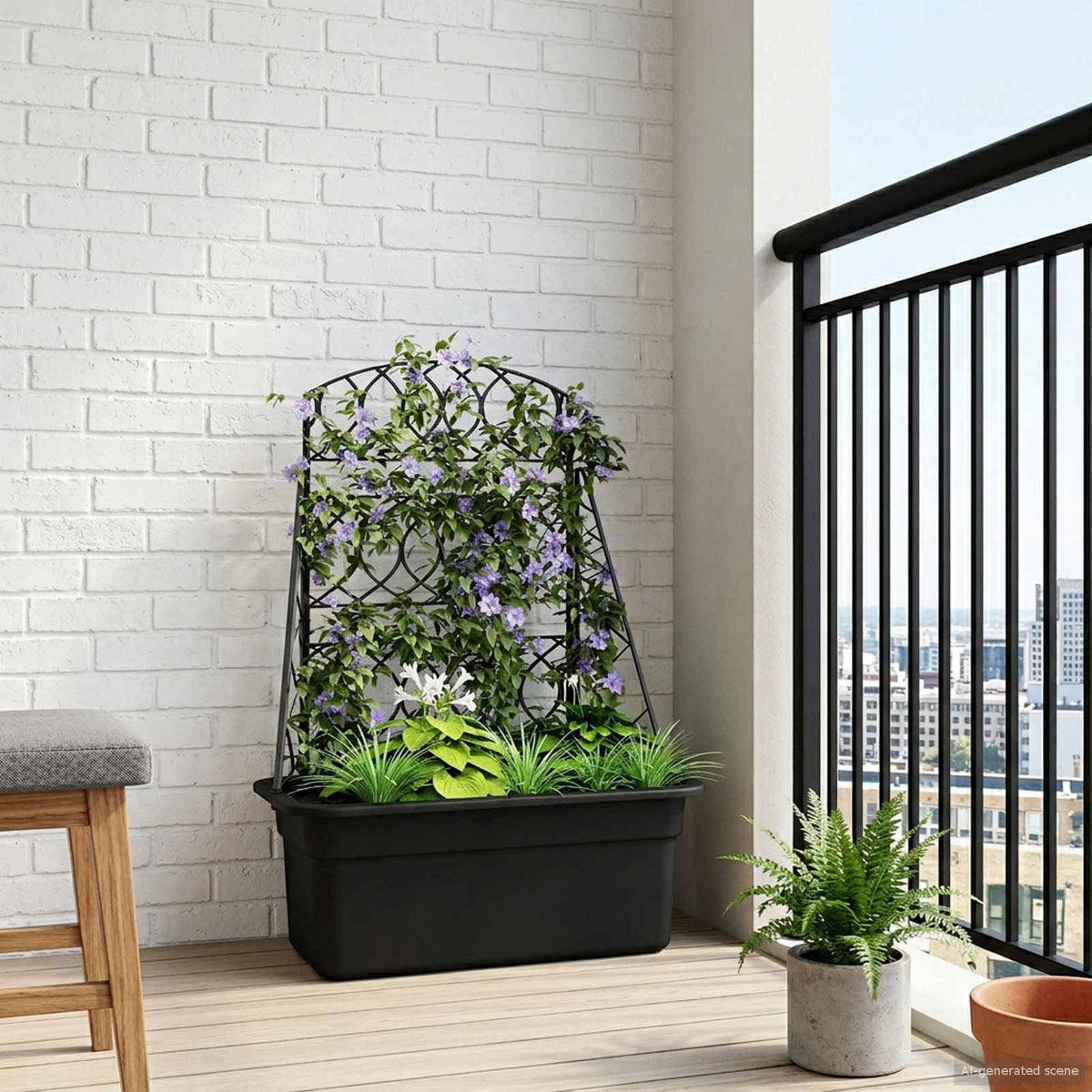 Plantenbak Trellis Antraciet 58 x 29 x 78 cm PP is nu te koop bij PeponiXL, paradijselijk wonen!