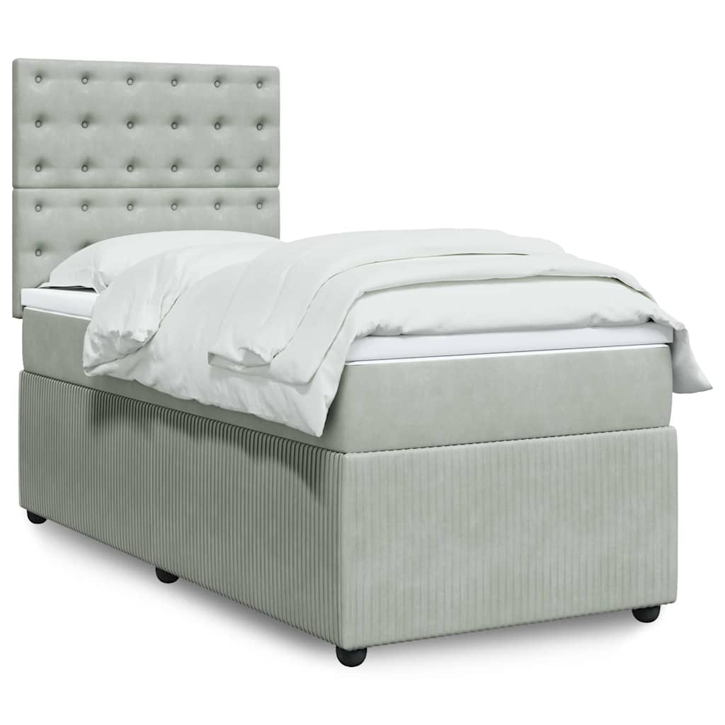 Boxspring met matras fluweel lichtgrijs 90x190 cm is nu te koop bij PeponiXL, paradijselijk wonen!