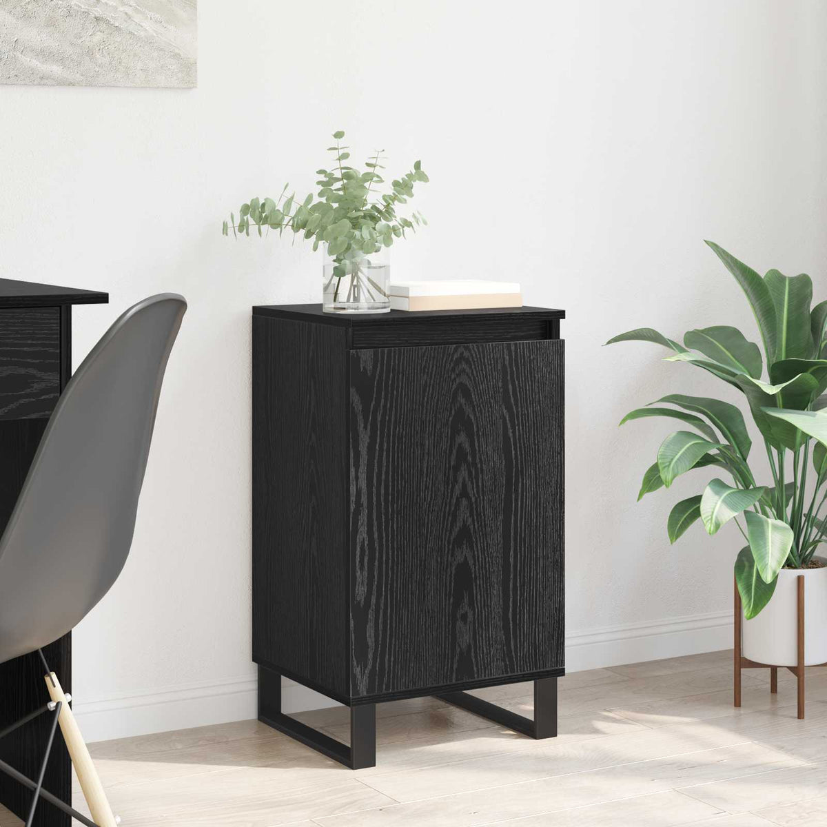 Dressoir Zwart Eiken 40 x 35 x 70 cm Bewerkt hout is nu te koop bij PeponiXL, paradijselijk wonen!