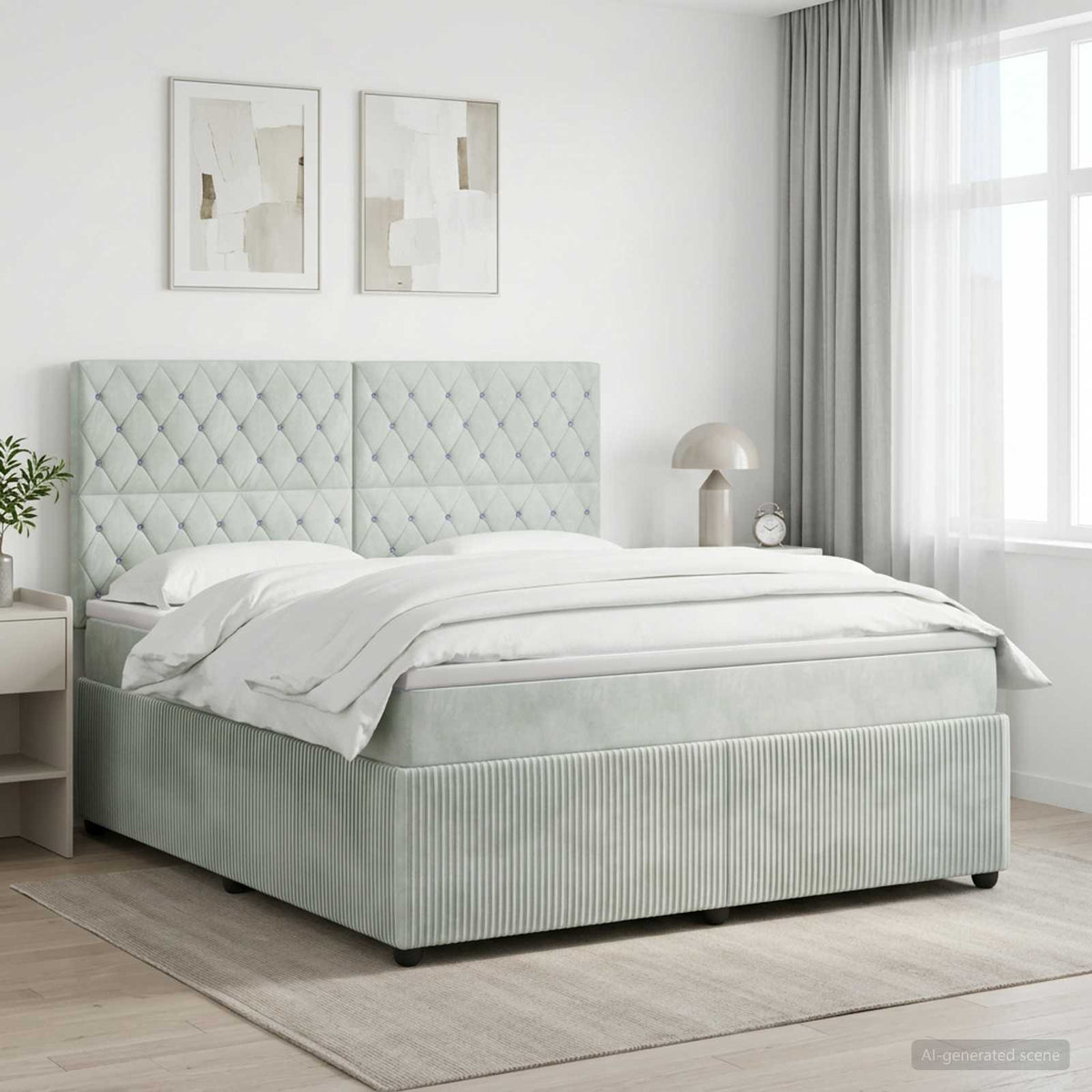 Boxspringbed met matras Lichtgrijs 140 x 200 cm Fluweel is nu te koop bij PeponiXL, paradijselijk wonen!