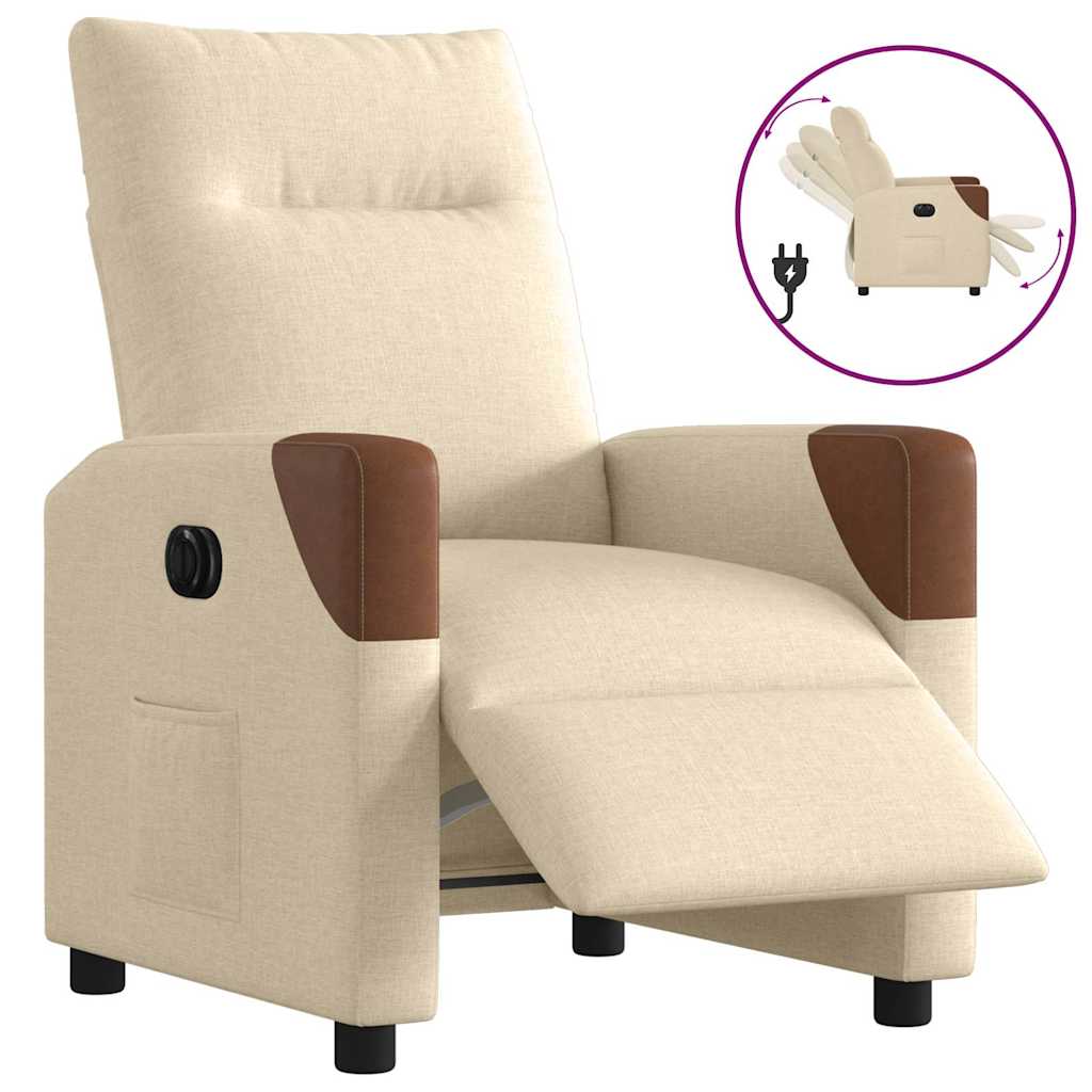 Fauteuil verstelbaar elektrisch stof crèmekleurig is nu te koop bij PeponiXL, paradijselijk wonen!
