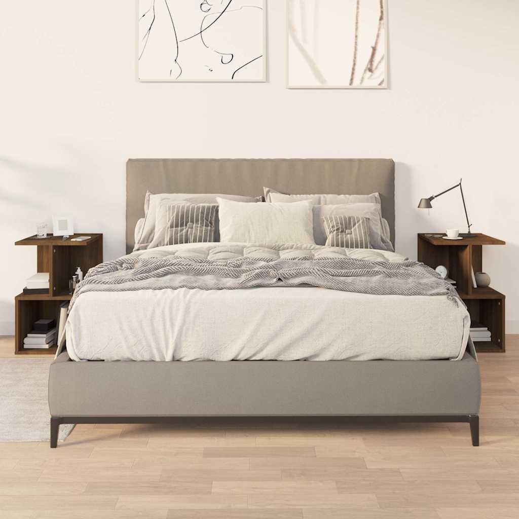 Nachtkastjes 2 st 35x35x55 cm bewerkt hout bruin eikenkleur is nu te koop bij PeponiXL, paradijselijk wonen!