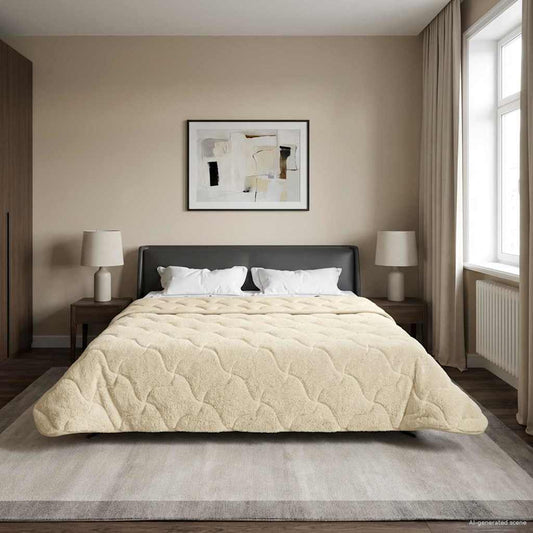 Zomer Dekbed Crème 200 x 220 cm Microfiber en Teddy fleece is nu te koop bij PeponiXL, paradijselijk wonen!