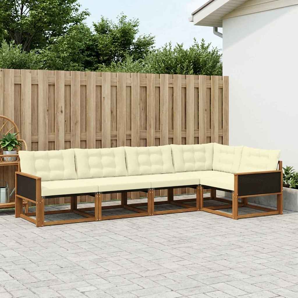 Buiten bankenset met kussen 5 pcs Natuurlijk en Crème is nu te koop bij PeponiXL, paradijselijk wonen!