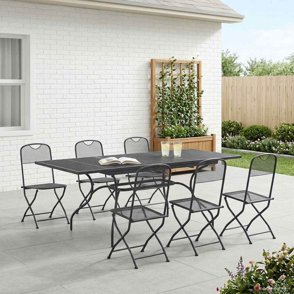 Tuin eettafelset 7 pcs Antracietkleurig 212 x 90 x 76 cm is nu te koop bij PeponiXL, paradijselijk wonen!