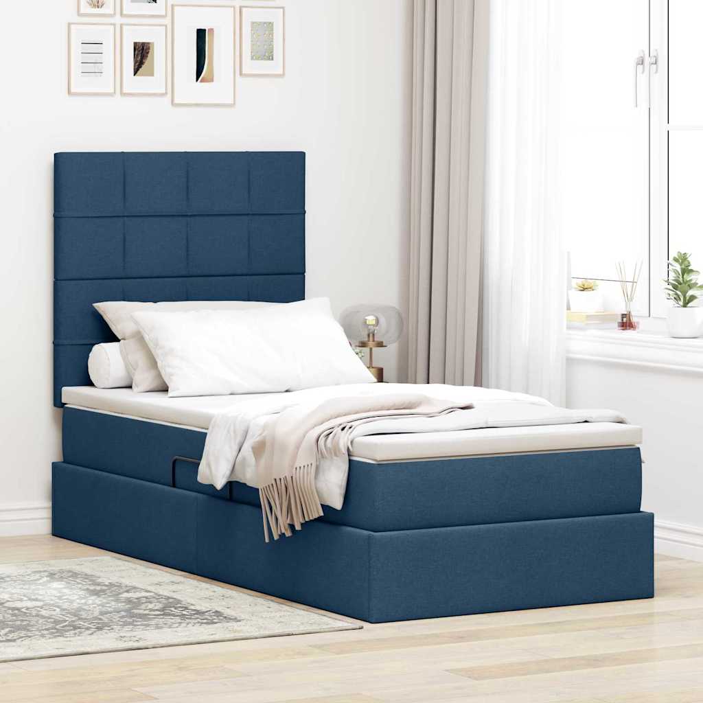 Opbergbed met LED met matras Blauw 100 x 200 cm Polyester is nu te koop bij PeponiXL, paradijselijk wonen!