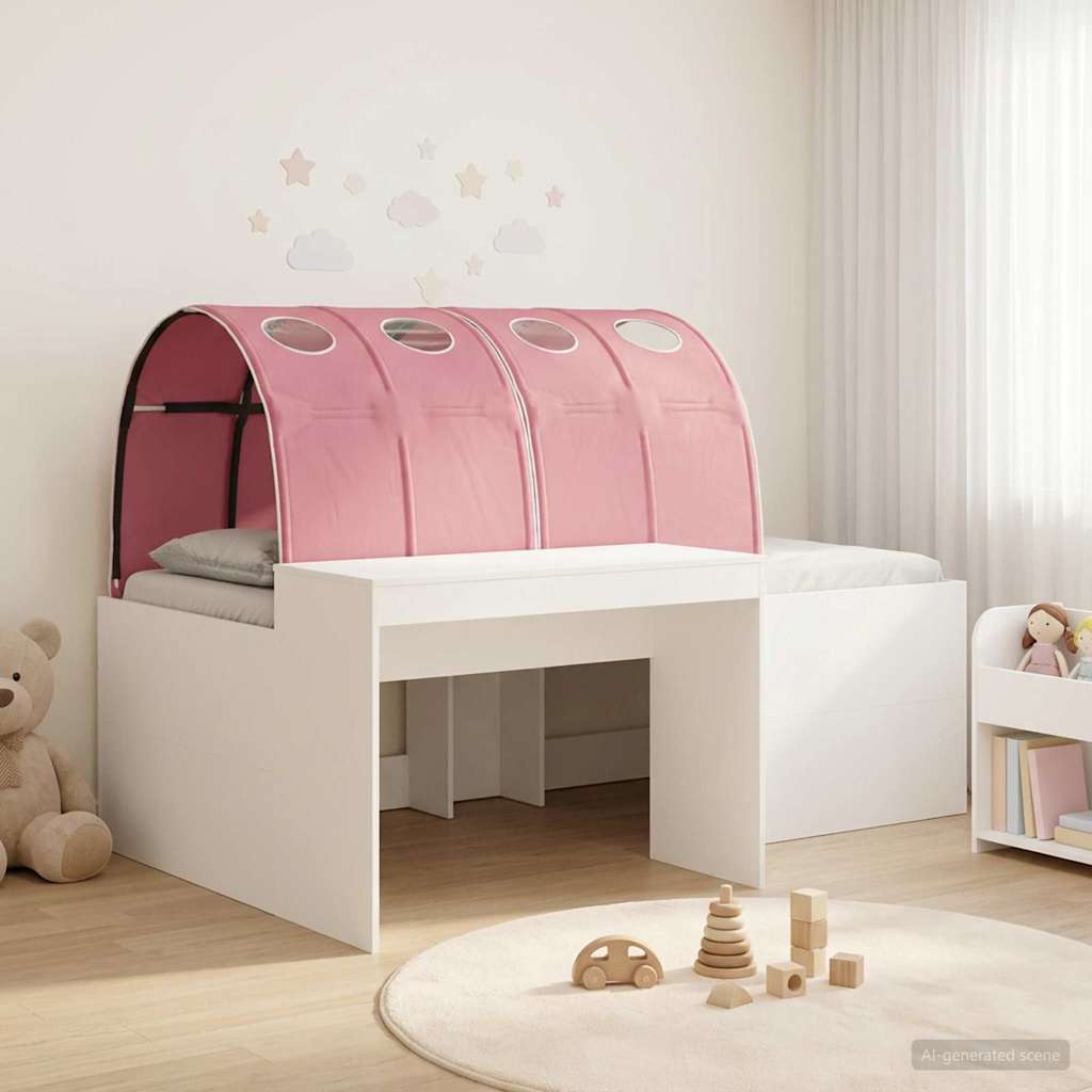 Bedframe met Tunnel met plank 3 st Wit en Roze Bewerkt hout is nu te koop bij PeponiXL, paradijselijk wonen!