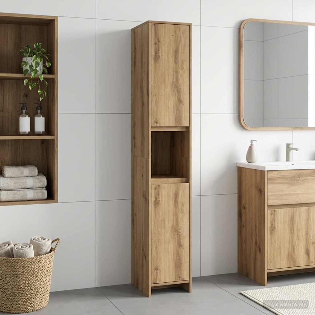 Badkamerkast Artisanaal eiken 30 x 33 x 190 cm Bewerkt hout is nu te koop bij PeponiXL, paradijselijk wonen!