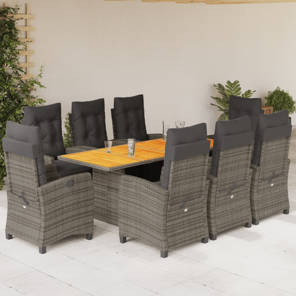 9-delige Tuinset met kussens poly rattan grijs is nu te koop bij PeponiXL, paradijselijk wonen!