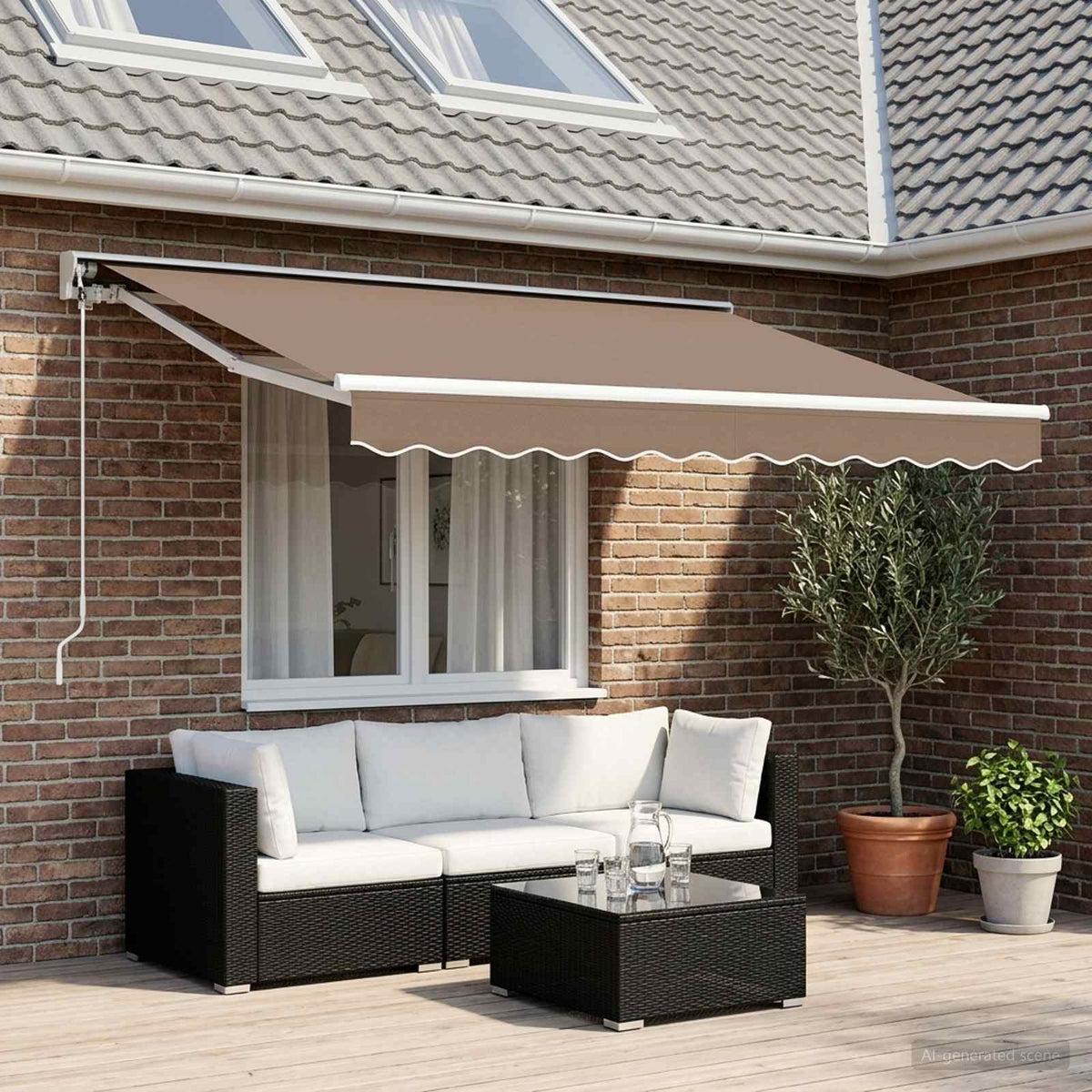 Elektrisch Uittrekbaar Zonnescherm Taupe 3,5 x 2,5 m is nu te koop bij PeponiXL, paradijselijk wonen!