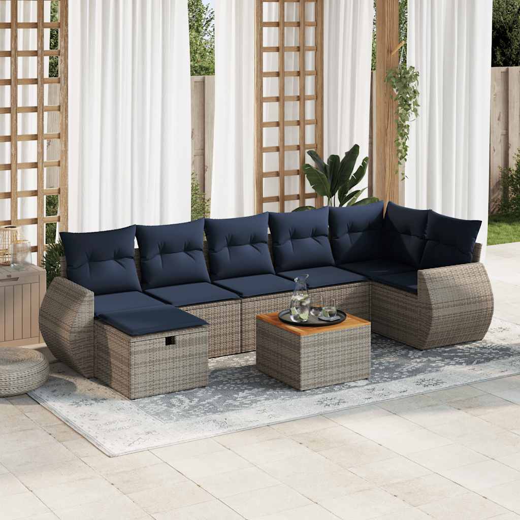 8-delige Loungeset met kussens poly rattan grijs is nu te koop bij PeponiXL, paradijselijk wonen!
