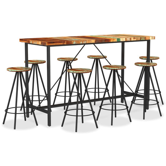 9-delige Barset massief gerecycled hout is nu te koop bij PeponiXL, paradijselijk wonen!