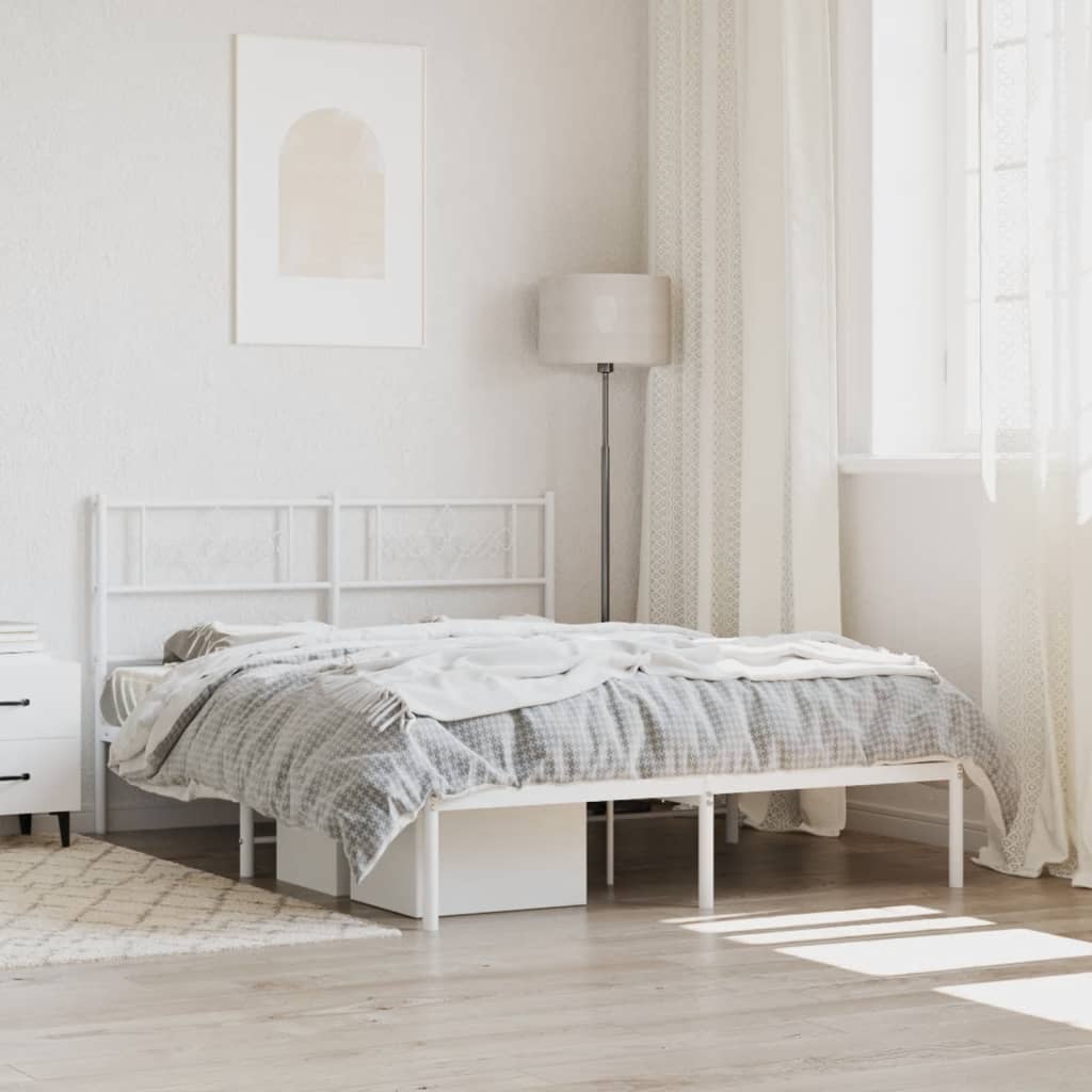 Bedframe met hoofdbord metaal wit 140x200 cm is nu te koop bij PeponiXL, paradijselijk wonen!