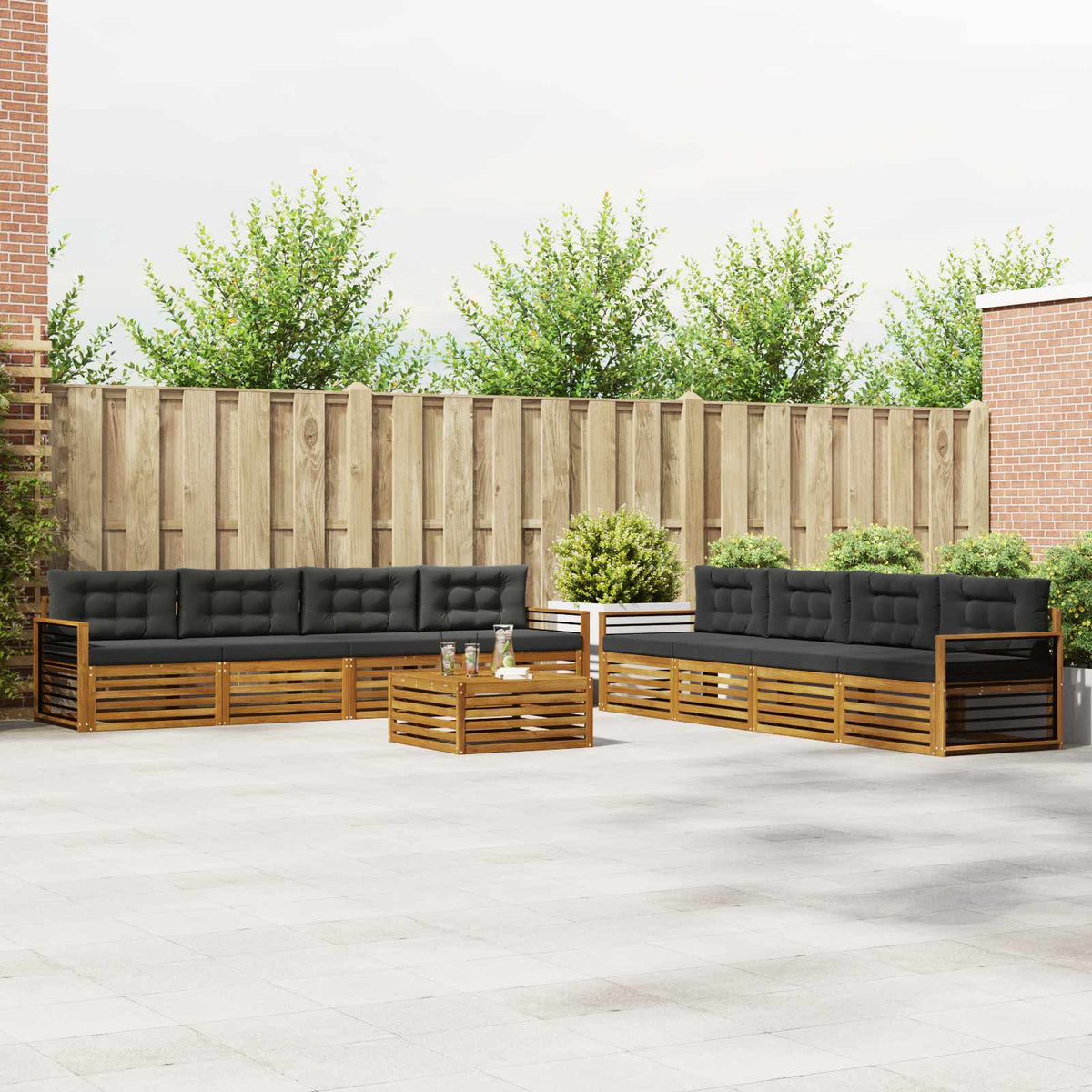 Buiten bankenset met kussen 9 pcs Natuurlijk en Antraciet is nu te koop bij PeponiXL, paradijselijk wonen!