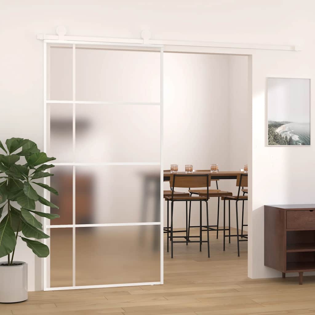 Schuifdeur 102,5x205 cm mat ESG-glas en aluminium wit is nu te koop bij PeponiXL, paradijselijk wonen!
