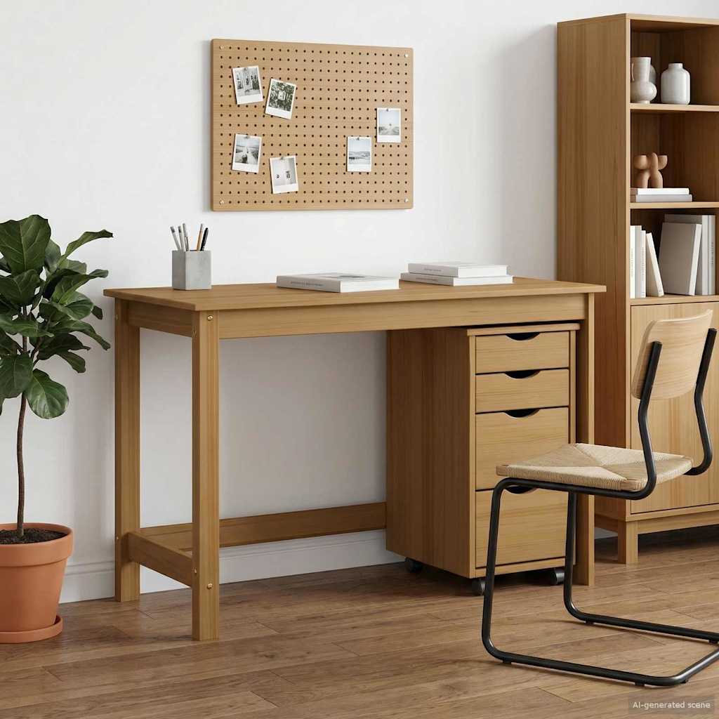Bureau en rollende kast set MOSS 2 pcs HoningBruin is nu te koop bij PeponiXL, paradijselijk wonen!