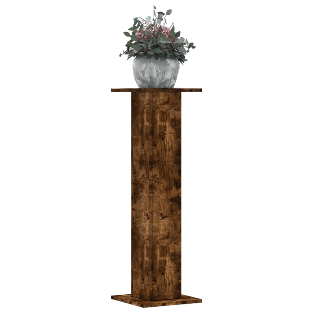 Plantenstandaards 2 st 30x30x95 cm bewerkt hout gerookt eiken is nu te koop bij PeponiXL, paradijselijk wonen!