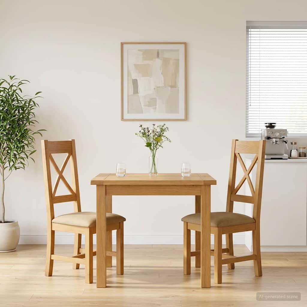 Eetkamerstoel 2 pcs Massief Eikenhout Beige 45 x 54 x 105 cm is nu te koop bij PeponiXL, paradijselijk wonen!