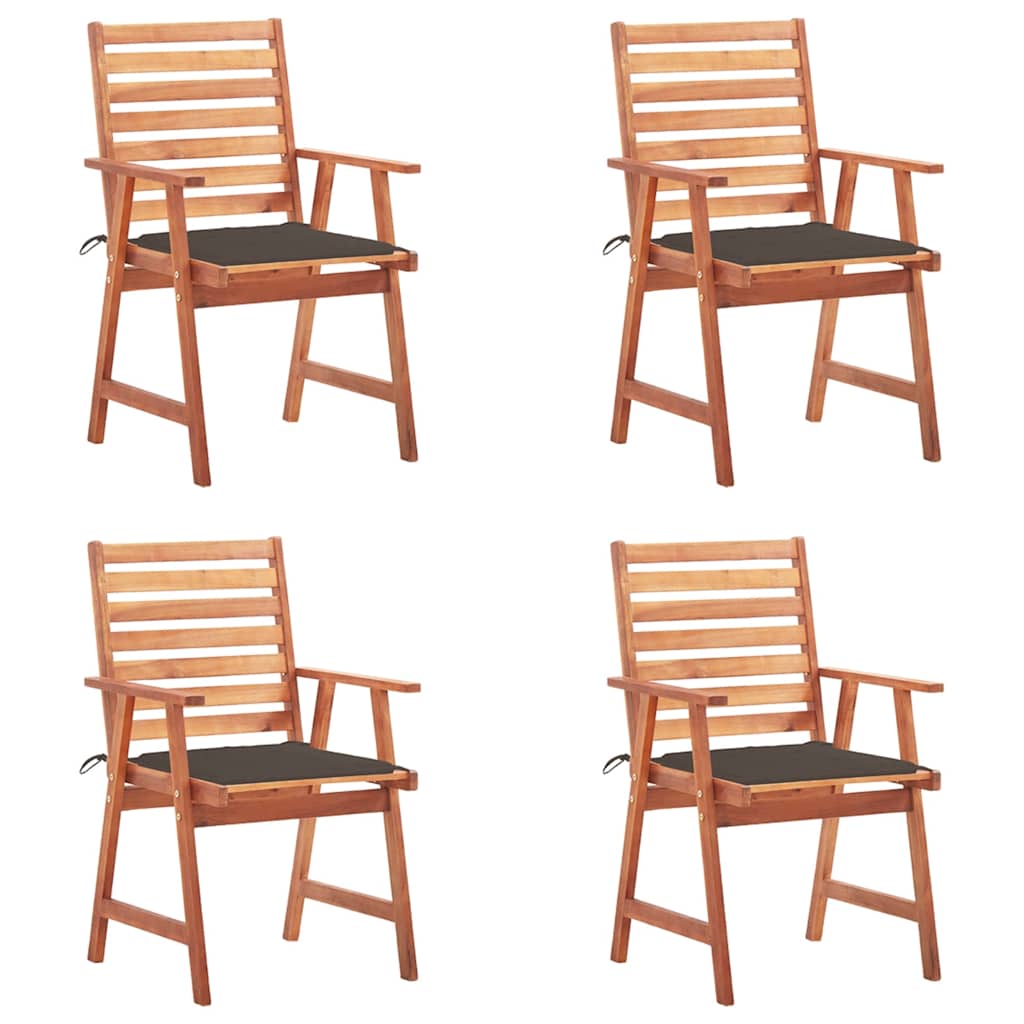 Tuinstoelen 4 st met kussens massief acaciahout is nu te koop bij PeponiXL, paradijselijk wonen!