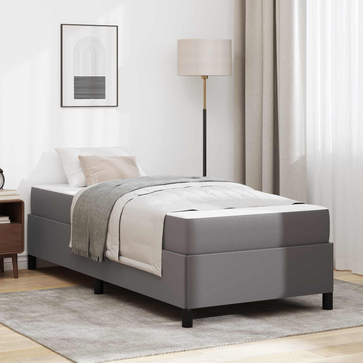 Bedframe met matras Grijs 80 x 200 cm Stof is nu te koop bij PeponiXL, paradijselijk wonen!
