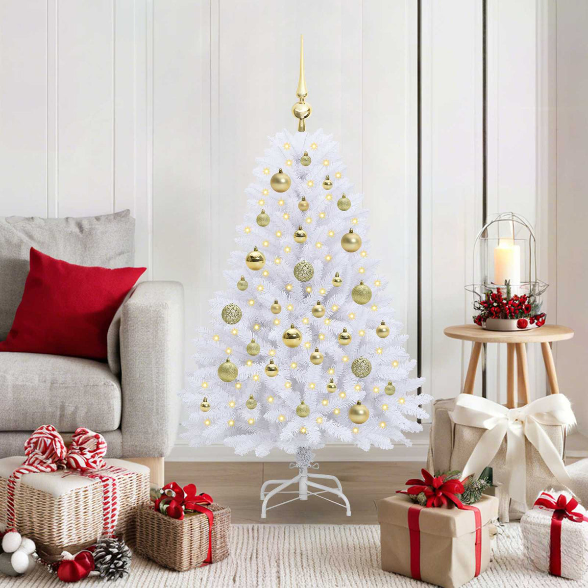 Kunstmatige Inklapbare Kerstboom Wit 120 cm PVC en Staal is nu te koop bij PeponiXL, paradijselijk wonen!