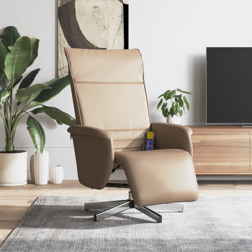 Fauteuil verstelbaar met voetensteun kunstleer cappuccinokleur is nu te koop bij PeponiXL, paradijselijk wonen!