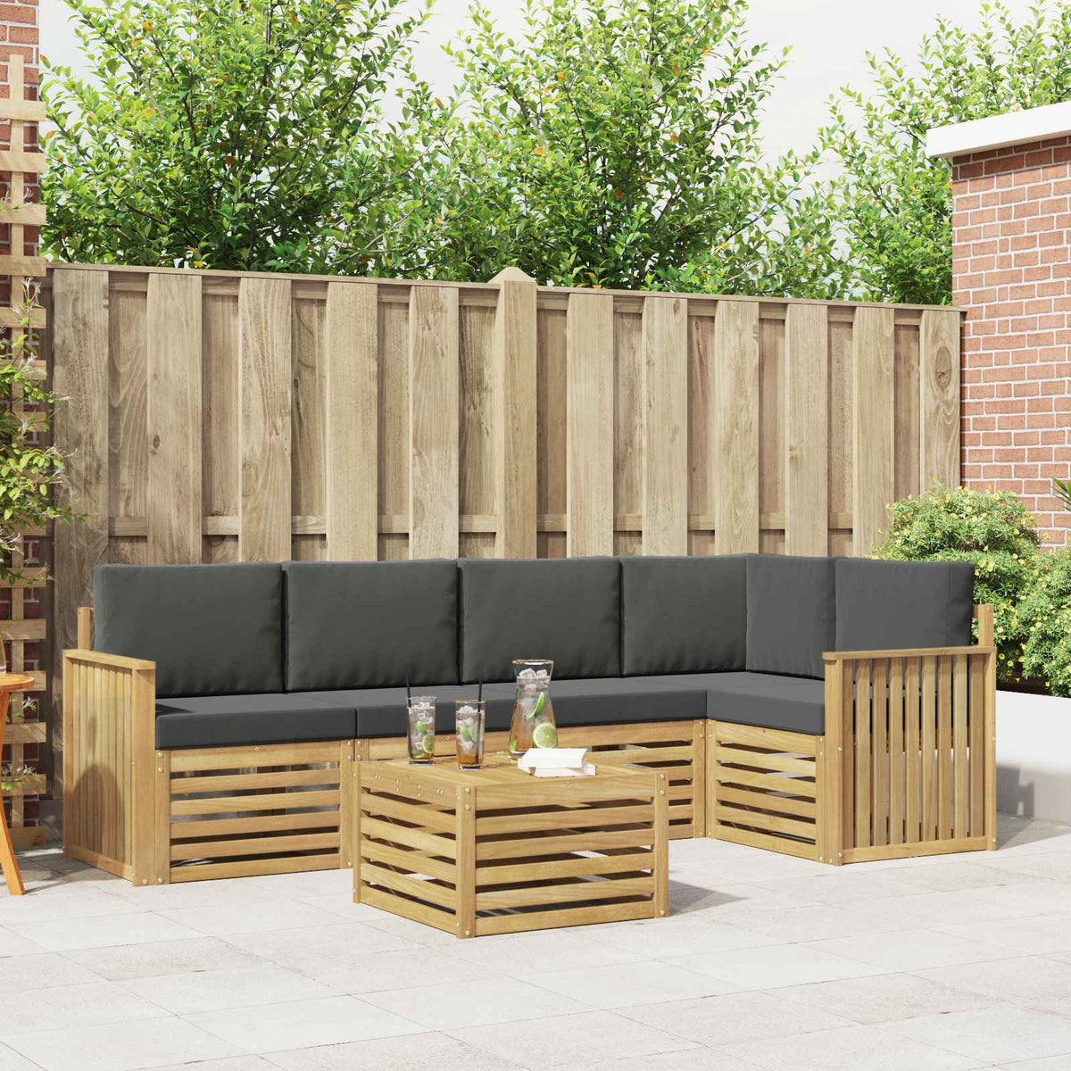 Buiten bankenset 6 pcs Wit en antracietkleurig 59 x 59 x 37 cm is nu te koop bij PeponiXL, paradijselijk wonen!