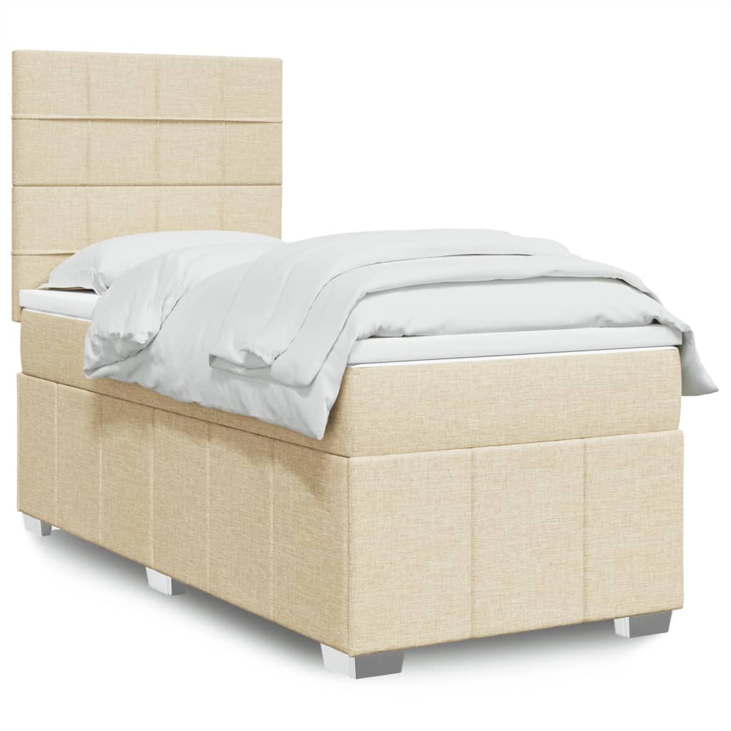 Boxspring met matras stof crèmekleurig 100x200 cm is nu te koop bij PeponiXL, paradijselijk wonen!