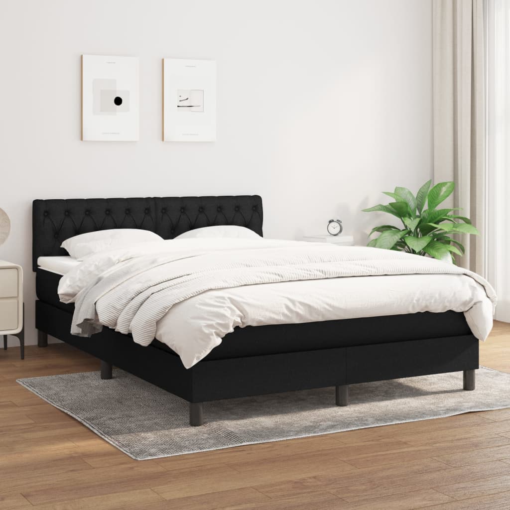 Boxspring met matras stof zwart 140x190 cm is nu te koop bij PeponiXL, paradijselijk wonen!