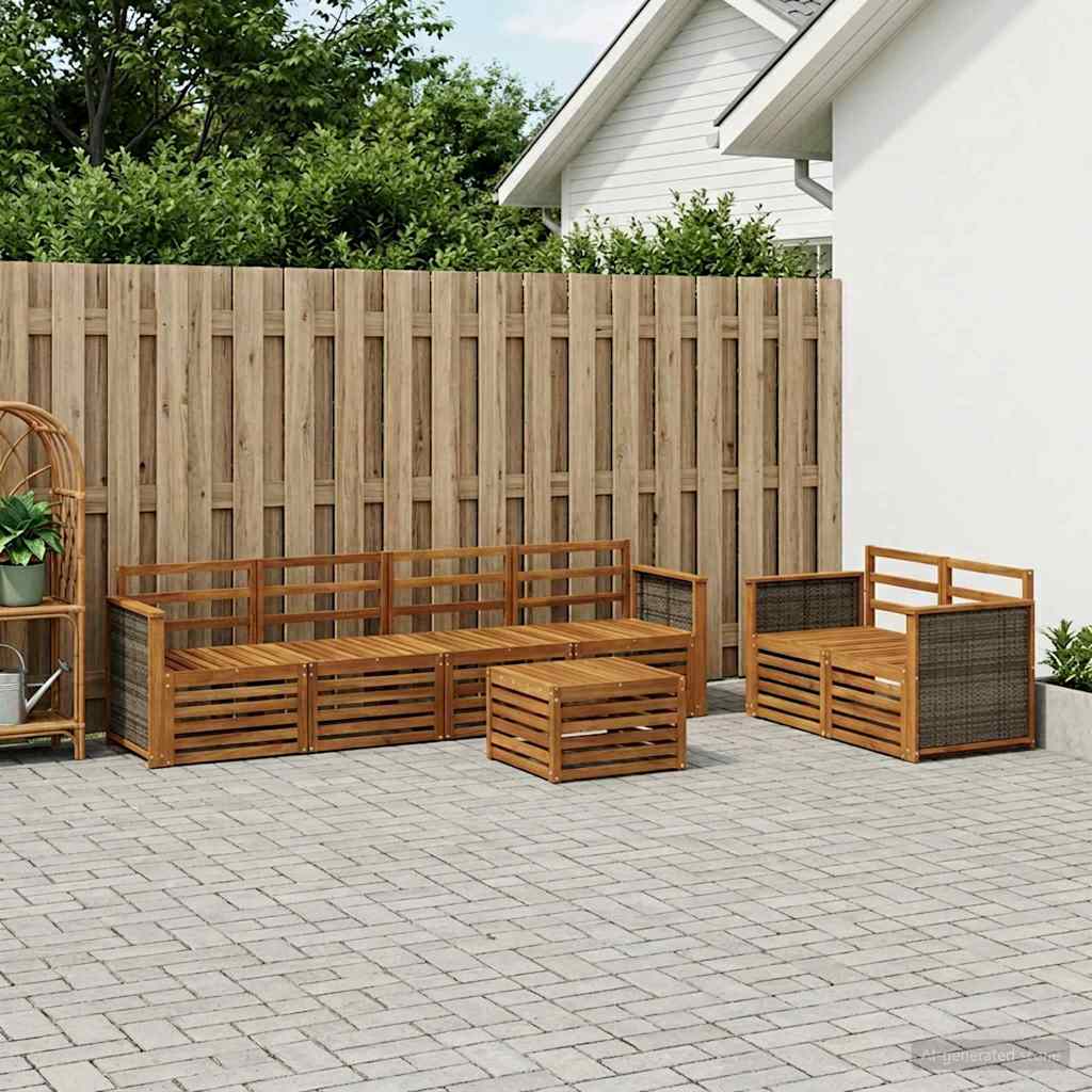 Buiten bankenset 7 pcs Naturel Massief Acaciahout is nu te koop bij PeponiXL, paradijselijk wonen!