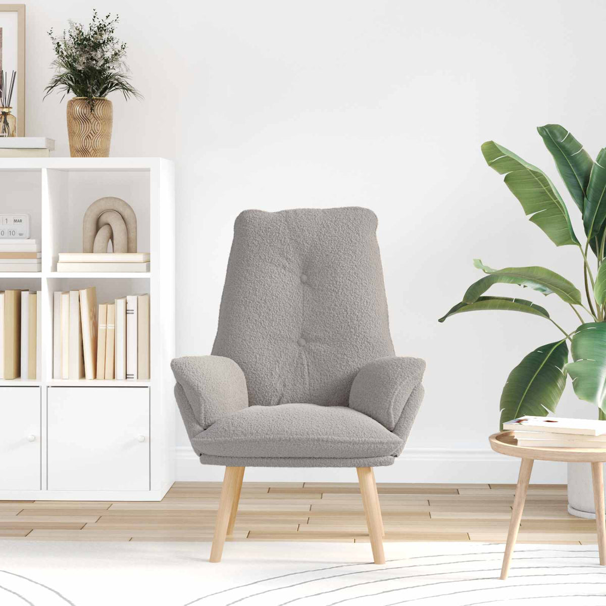 Fauteuil Lichtgrijs 69 x 74 x 93 cm Sherpa Stof is nu te koop bij PeponiXL, paradijselijk wonen!