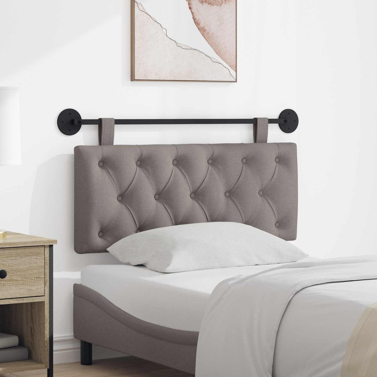 Hangend hoofdbord Taupe Stof is nu te koop bij PeponiXL, paradijselijk wonen!