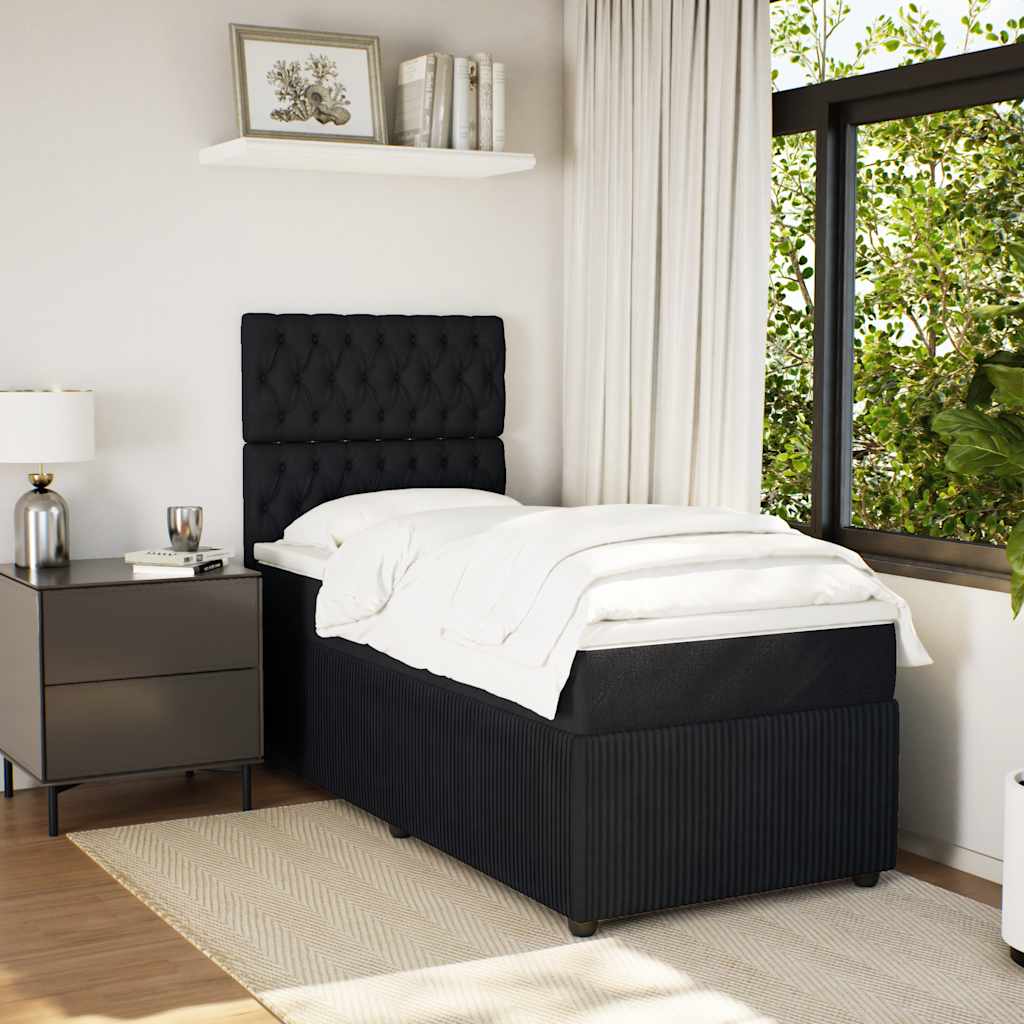 Boxspring met matras fluweel zwart 90x190 cm is nu te koop bij PeponiXL, paradijselijk wonen!